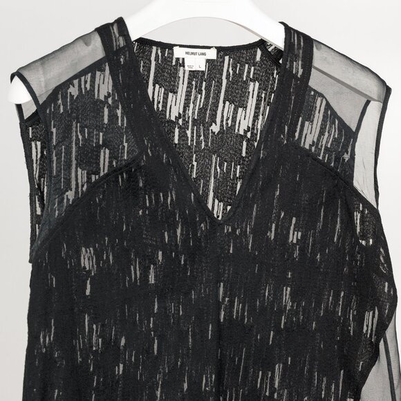 Helmut Lang PF/13 Black Sheer Silk Thread Stitch Top - Picture 4 of 9